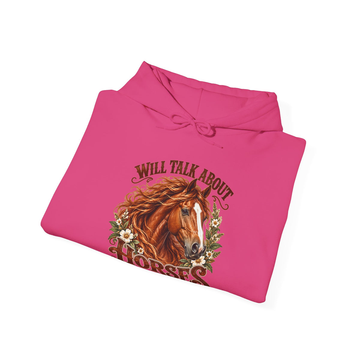 Will Talk About Horses – Safety Green/Pink Gildan 18500 Hoodie | 019