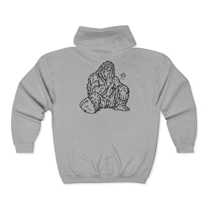 Shh, Friendly Bigfoot in the Forest Zip-Up Hoodie