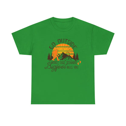 Go Outside Bigfoot T-Shirt | Funny Outdoor & Camping Tee