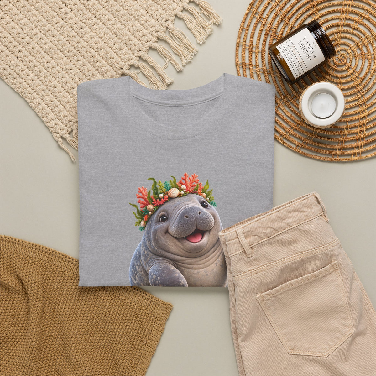Cheerful Coral Crown Manatee T-Shirt