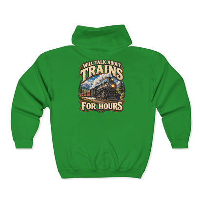 Will Talk About Trains – Gildan 18600 Zip-Up Hoodie | 018