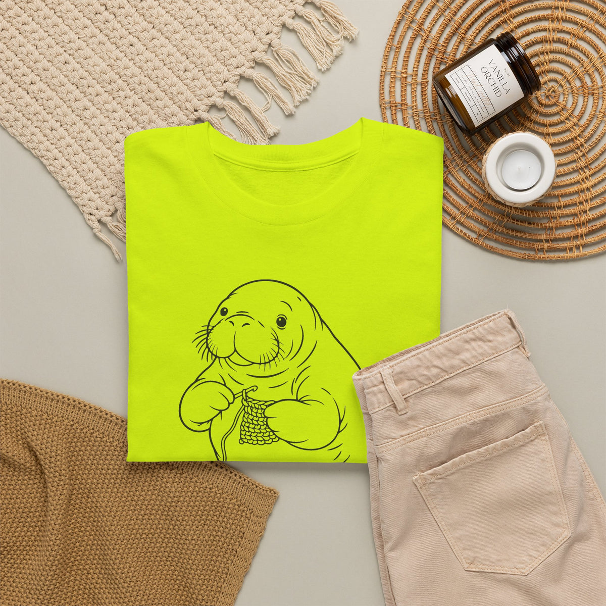 Chubby Mermaid Coastal Crochet Manatee T-Shirt