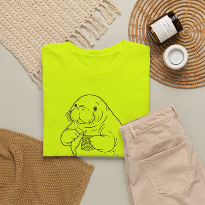 Chubby Mermaid Coastal Crochet Manatee T-Shirt