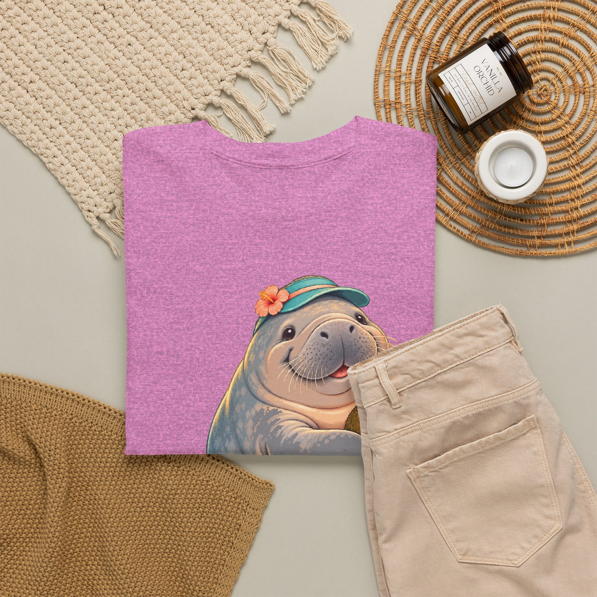 Chubby Mermaid Tropical Day Off Manatee T-Shirt