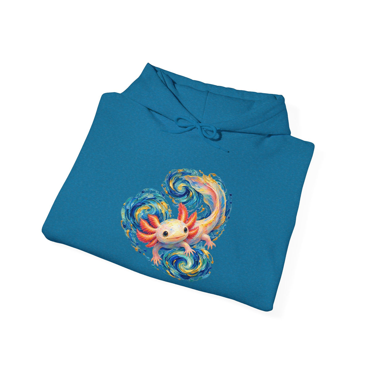 Swirling Axolotl in Turquoise Currents Pullover Hoodie