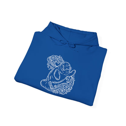 Groovy Manatee in Psychedelic Waves Pullover Hoodie
