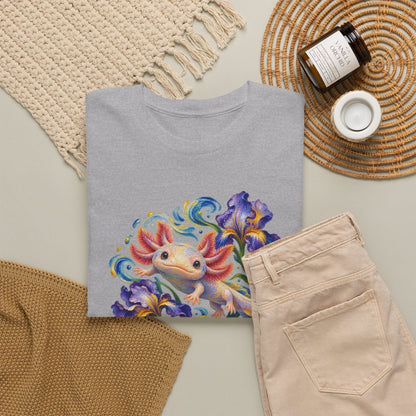 Axolotl Among Swirling Purple Irises T-Shirt