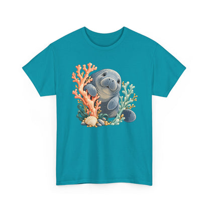 Chubby Mermaid Coral Curiosity Manatee T-Shirt