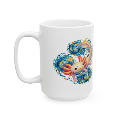 Swirling Axolotl in Turquoise Currents Mug