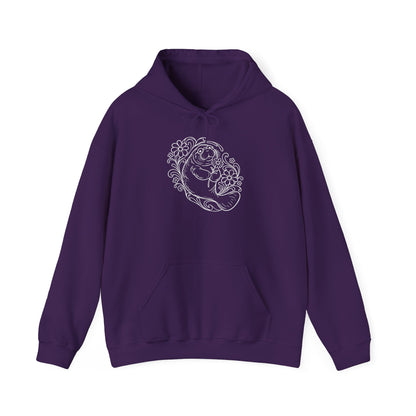 Groovy Spectacled Manatee with Daisy Pullover Hoodie