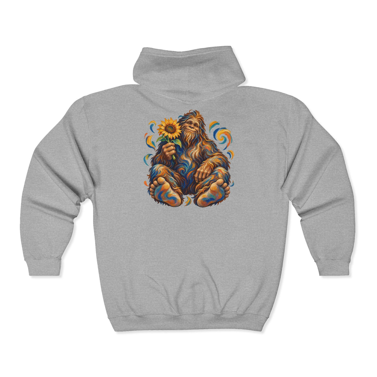Sunflower Rest with a Shaggy Bigfoot Zip-Up Hoodie