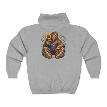 Sunflower Rest with a Shaggy Bigfoot Zip-Up Hoodie