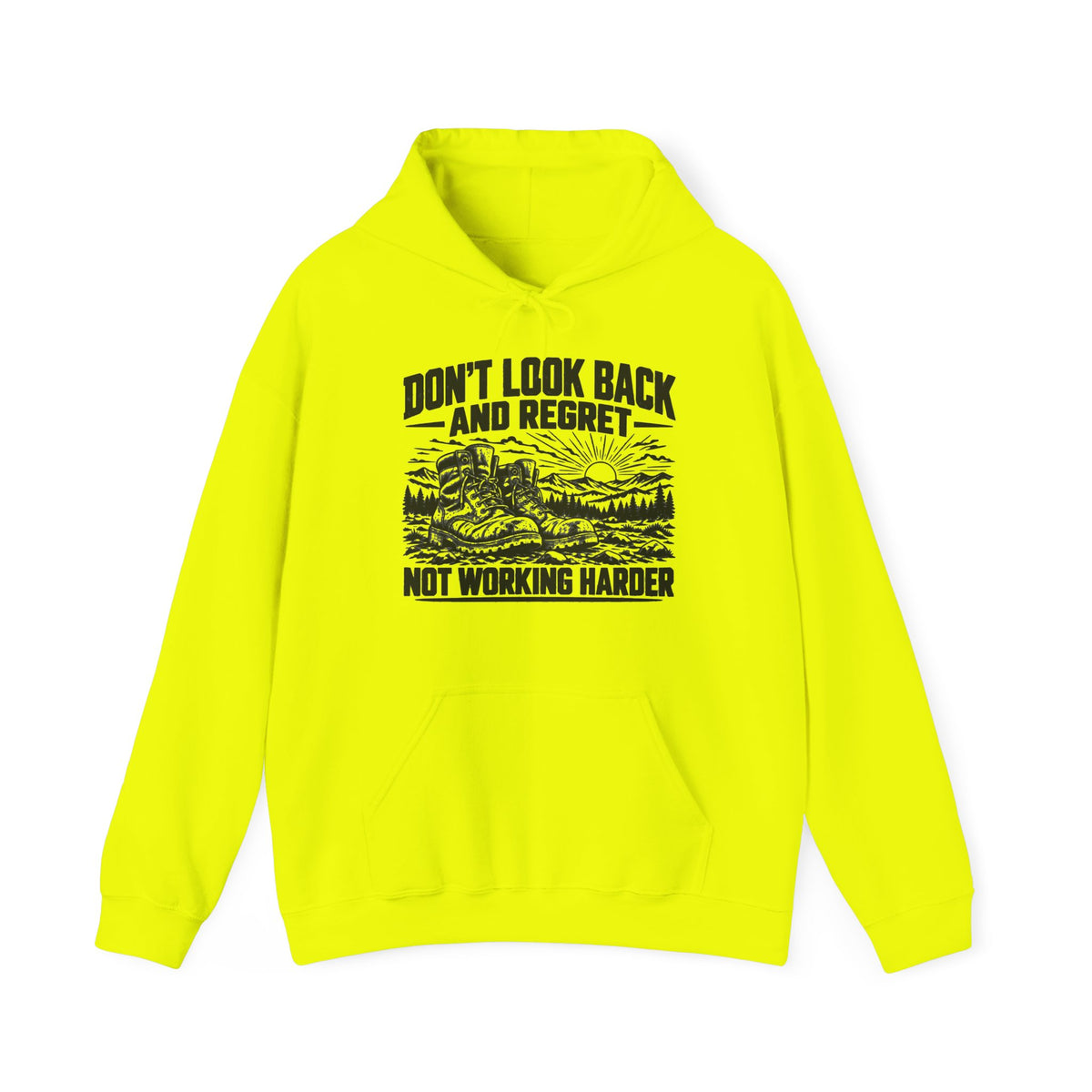 Work Harder – Safety Green/Pink Gildan 18500 Hoodie | 040a