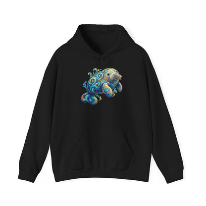 Swirling Moon-Tide Manatee Pullover Hoodie