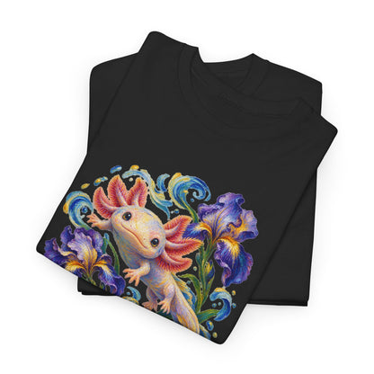 Axolotl Among Swirling Purple Irises T-Shirt