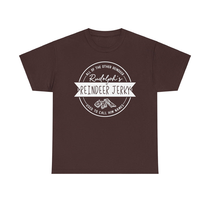 Rudolph’s Reindeer Jerky T-Shirt | Christmas Humor – White Ink
