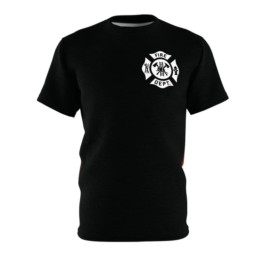 Firefighter Silhouette & Flag All-Over Print T-Shirt