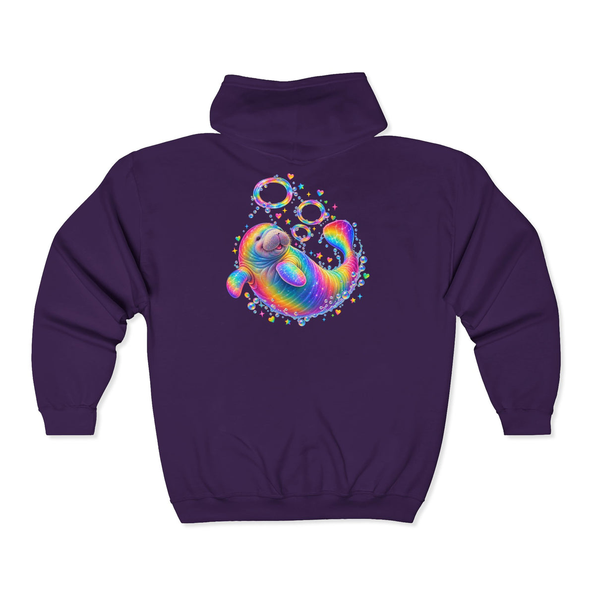 Rainbow Manatee Bubble Flip Zip-Up Hoodie