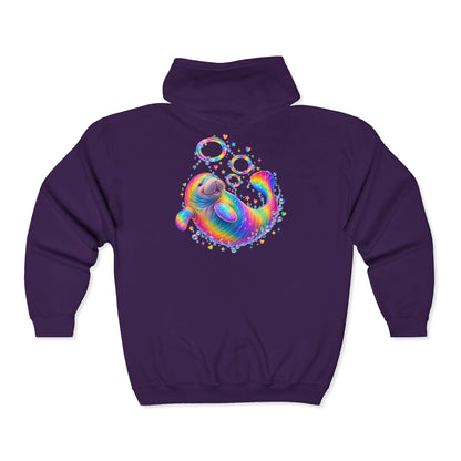 Rainbow Manatee Bubble Flip Zip-Up Hoodie