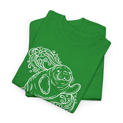Groovy Manatee in Psychedelic Waves T-Shirt