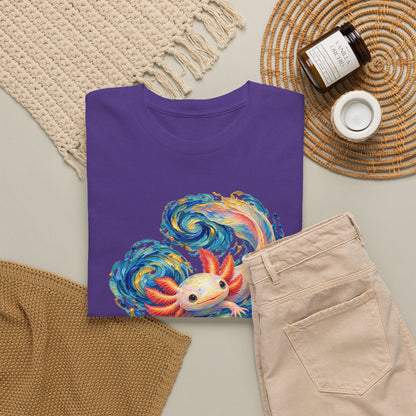 Swirling Axolotl in Turquoise Currents T-Shirt