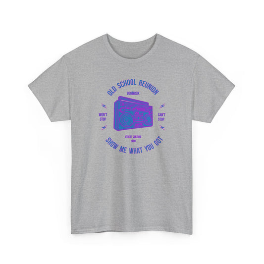 Old School Boombox T-Shirt | Purple & Blue Retro Music Tee