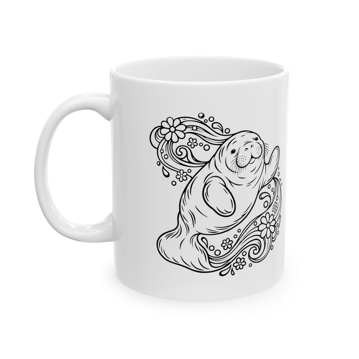 Groovy Manatee in Psychedelic Waves Mug