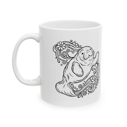 Groovy Manatee in Psychedelic Waves Mug