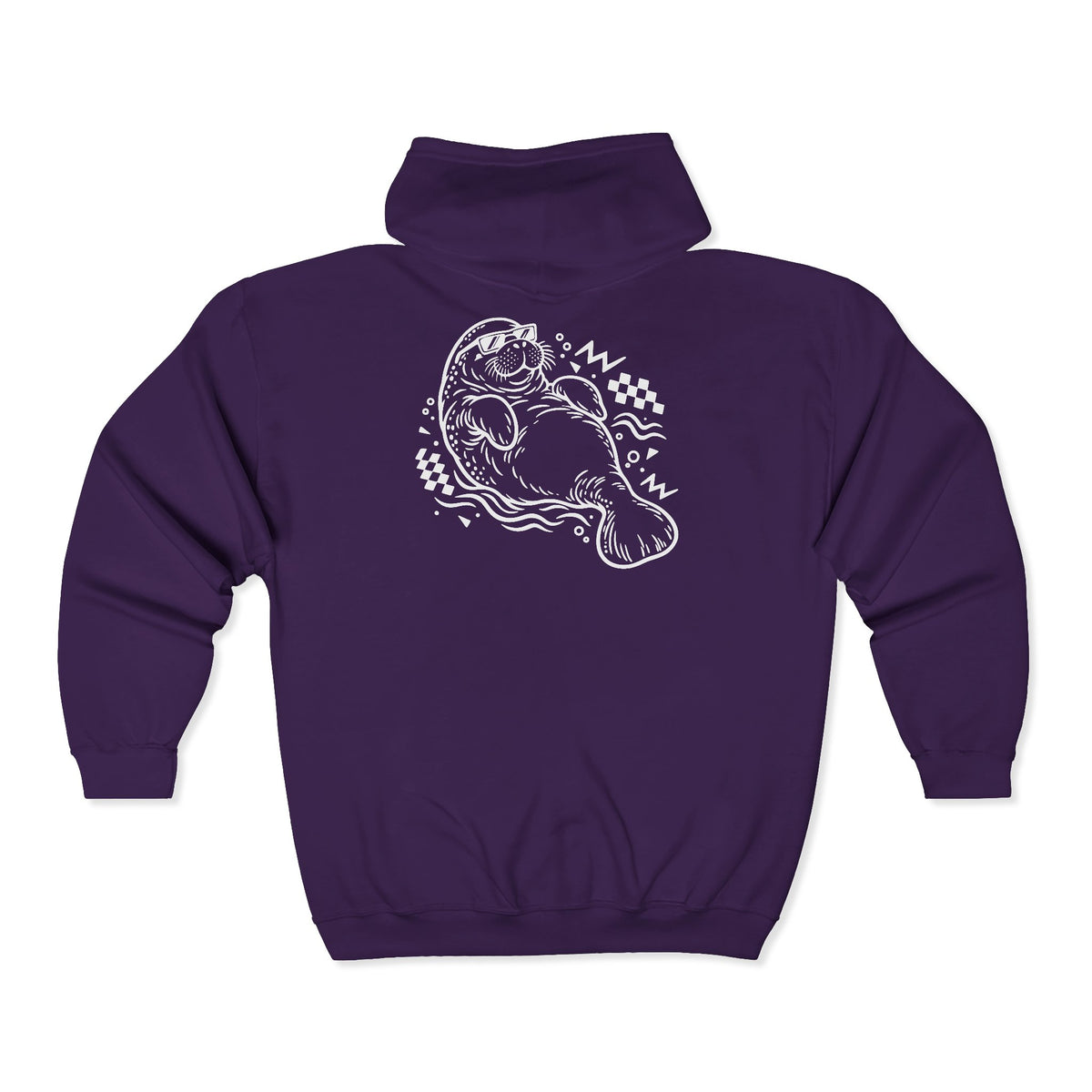 Retro floating manatee mascot Zip-Up Hoodie
