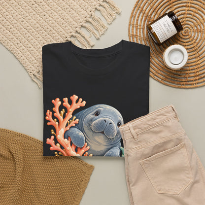 Chubby Mermaid Coral Curiosity Manatee T-Shirt