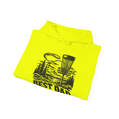 Best Dad by Par – One-Color Disc Golf – Safety Green/Pink Gildan 18500 Hoodie | 043a