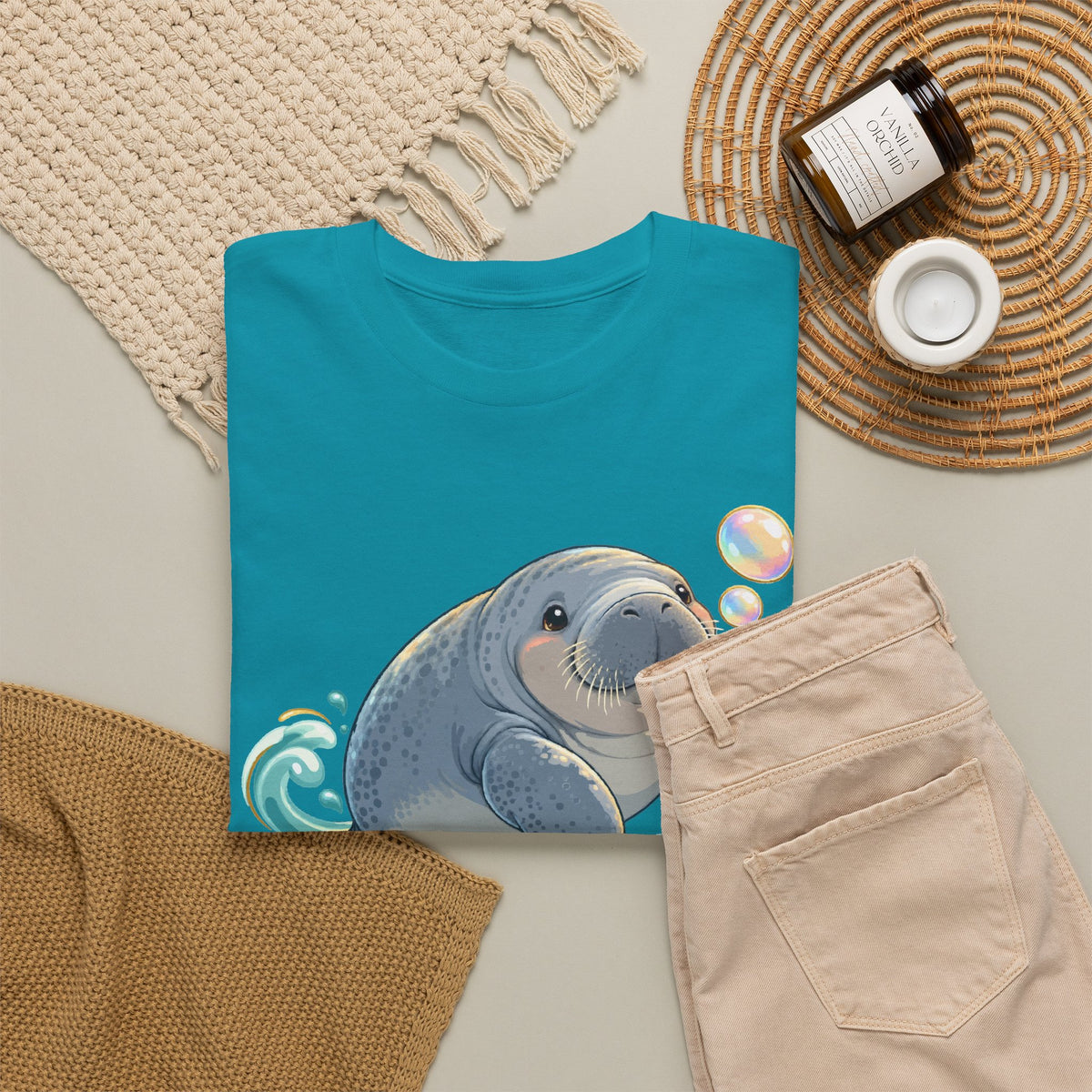 Chubby Mermaid Bubble Wishes Manatee T-Shirt
