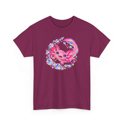Bubblegum Axolotl in Rainbow Bubbles T-Shirt