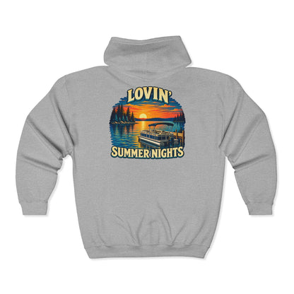 Lovin’ Summer Nights Pontoon – Gildan 18600 Zip-Up Hoodie | 004a-v2