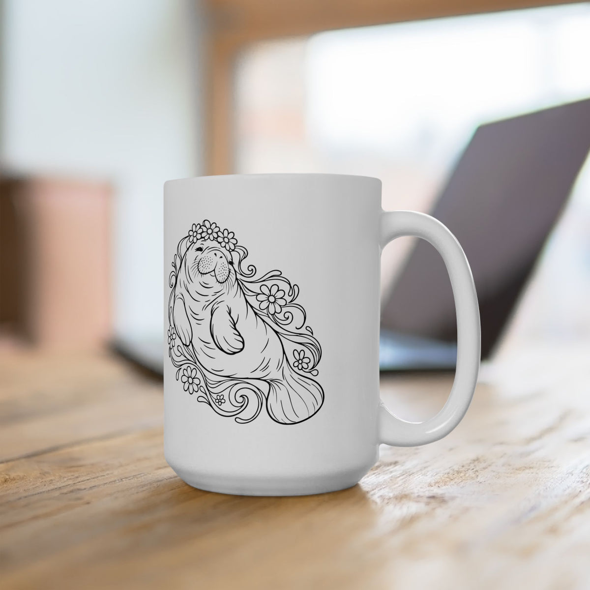 Dreamy flower-crowned manatee Mug