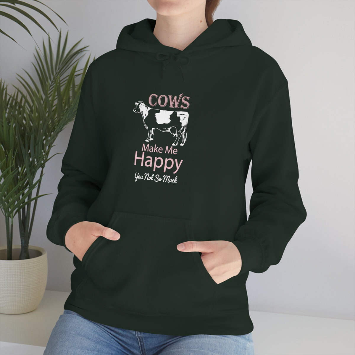 Cow Happy - Heavy Hooded Sweatshirt