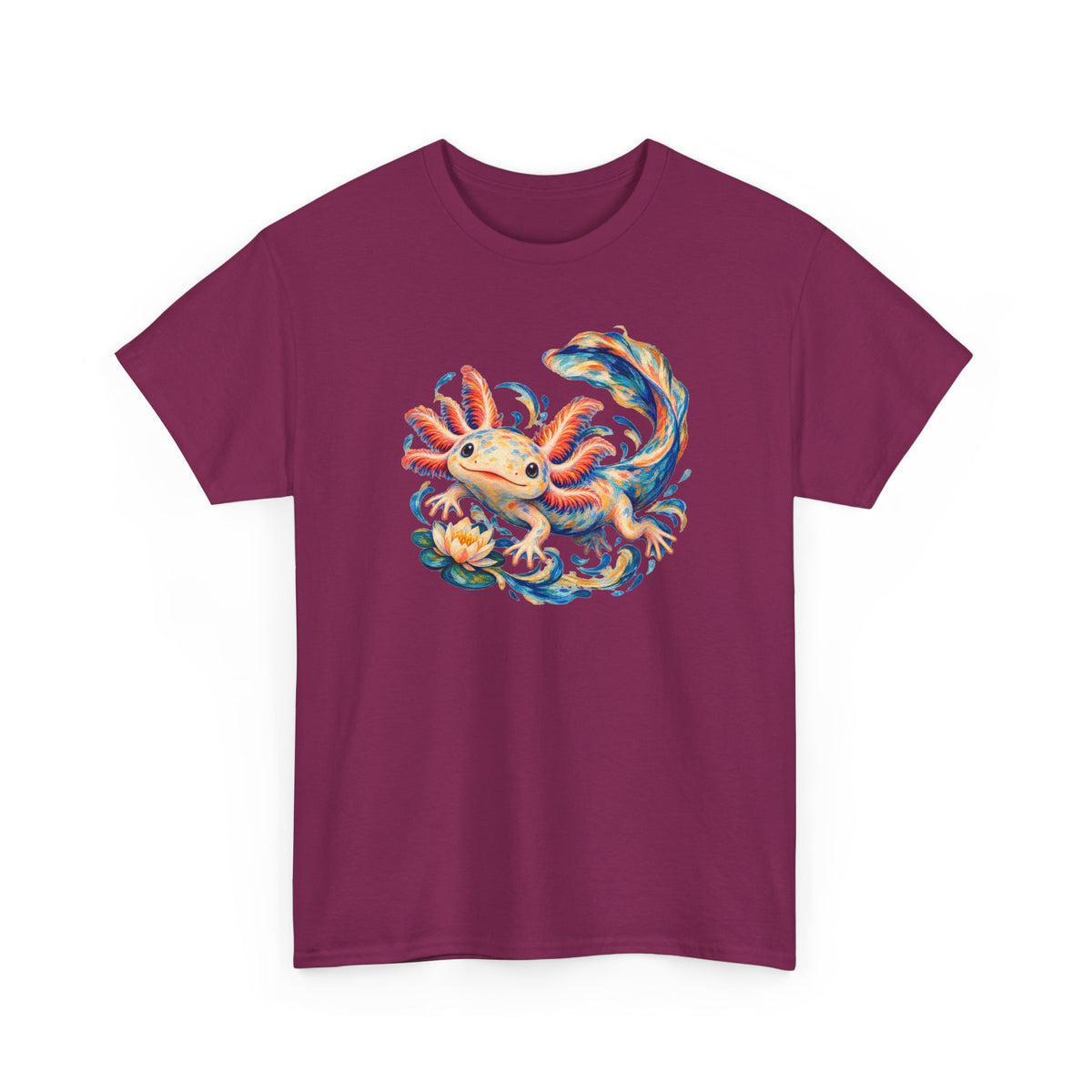 Swirling Axolotl and Lily Bloom T-Shirt
