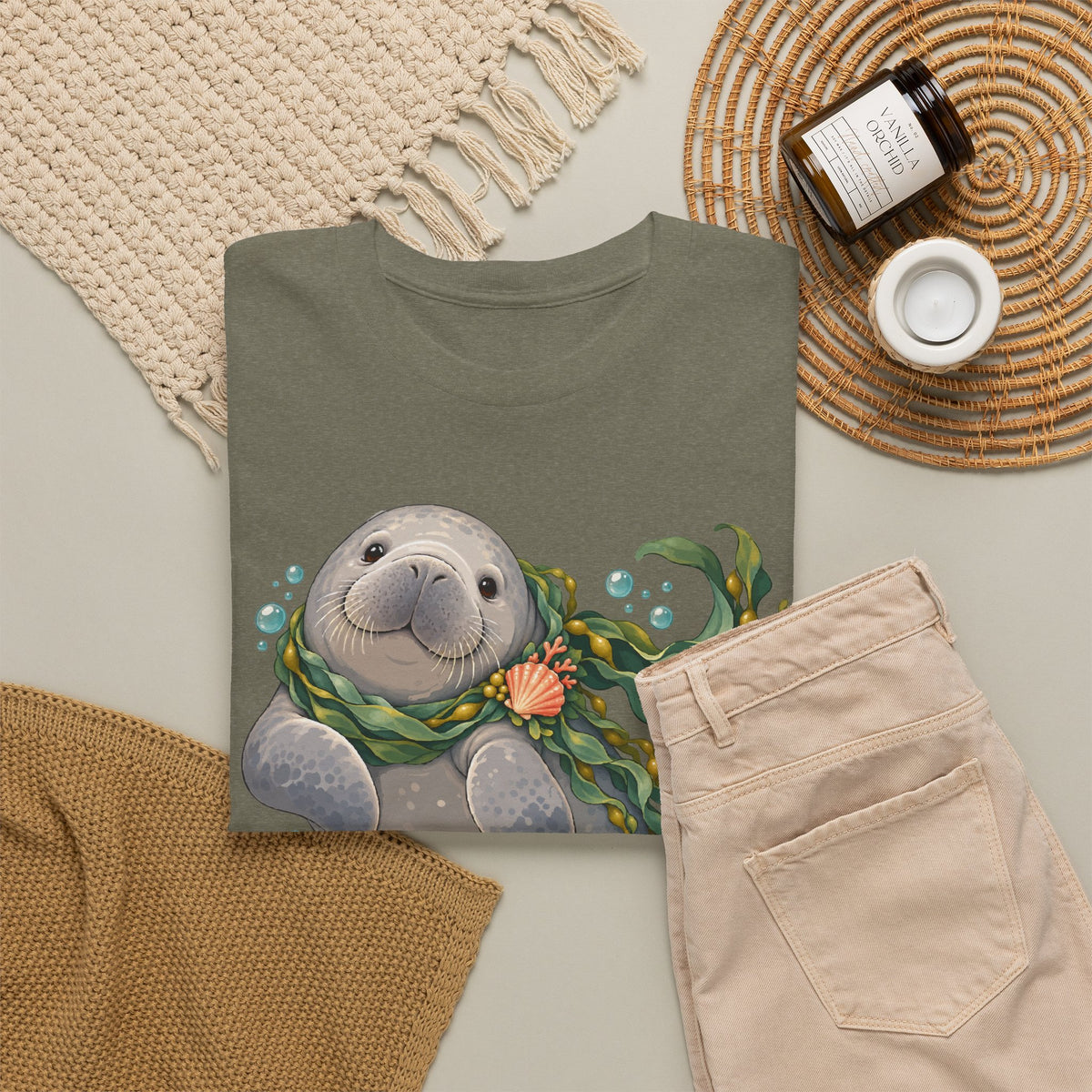 Chubby Mermaid Cozy Kelp Scarf Manatee T-Shirt