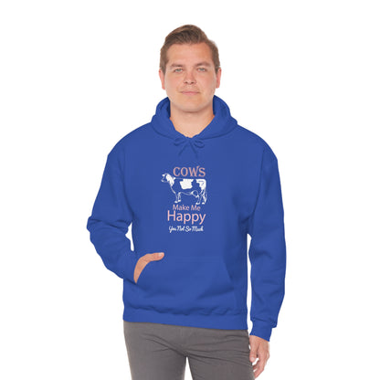 Cow Happy - Heavy Hooded Sweatshirt