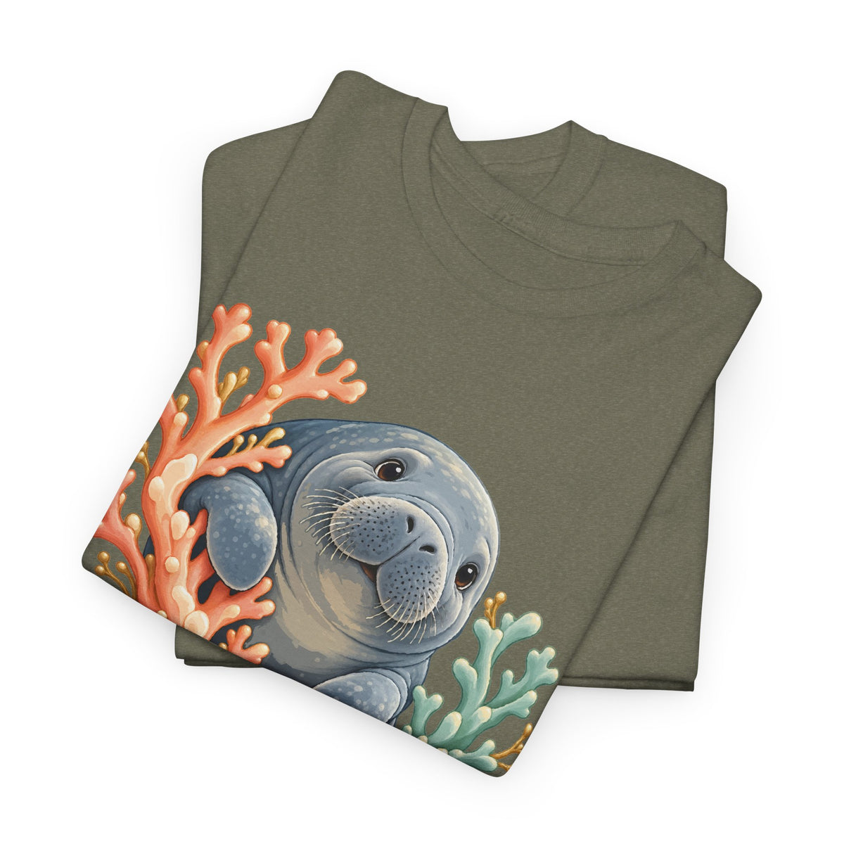 Chubby Mermaid Coral Curiosity Manatee T-Shirt