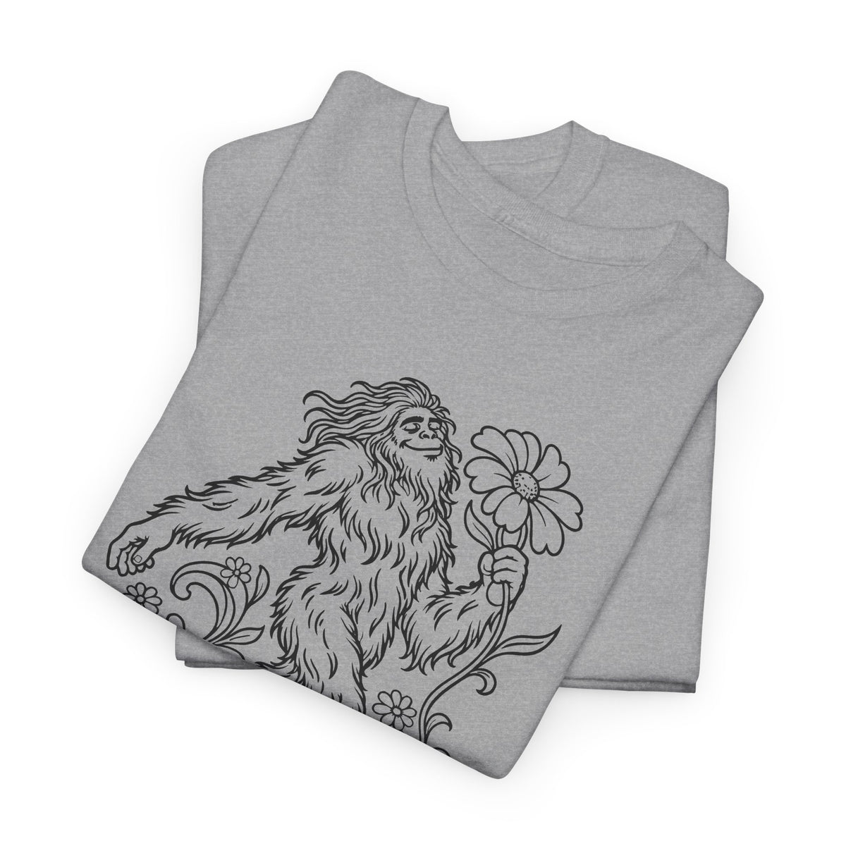Swaying Sasquatch with a Flower T-Shirt