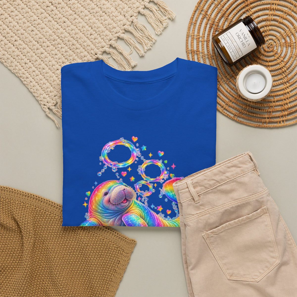 Rainbow Manatee Bubble Flip T-Shirt