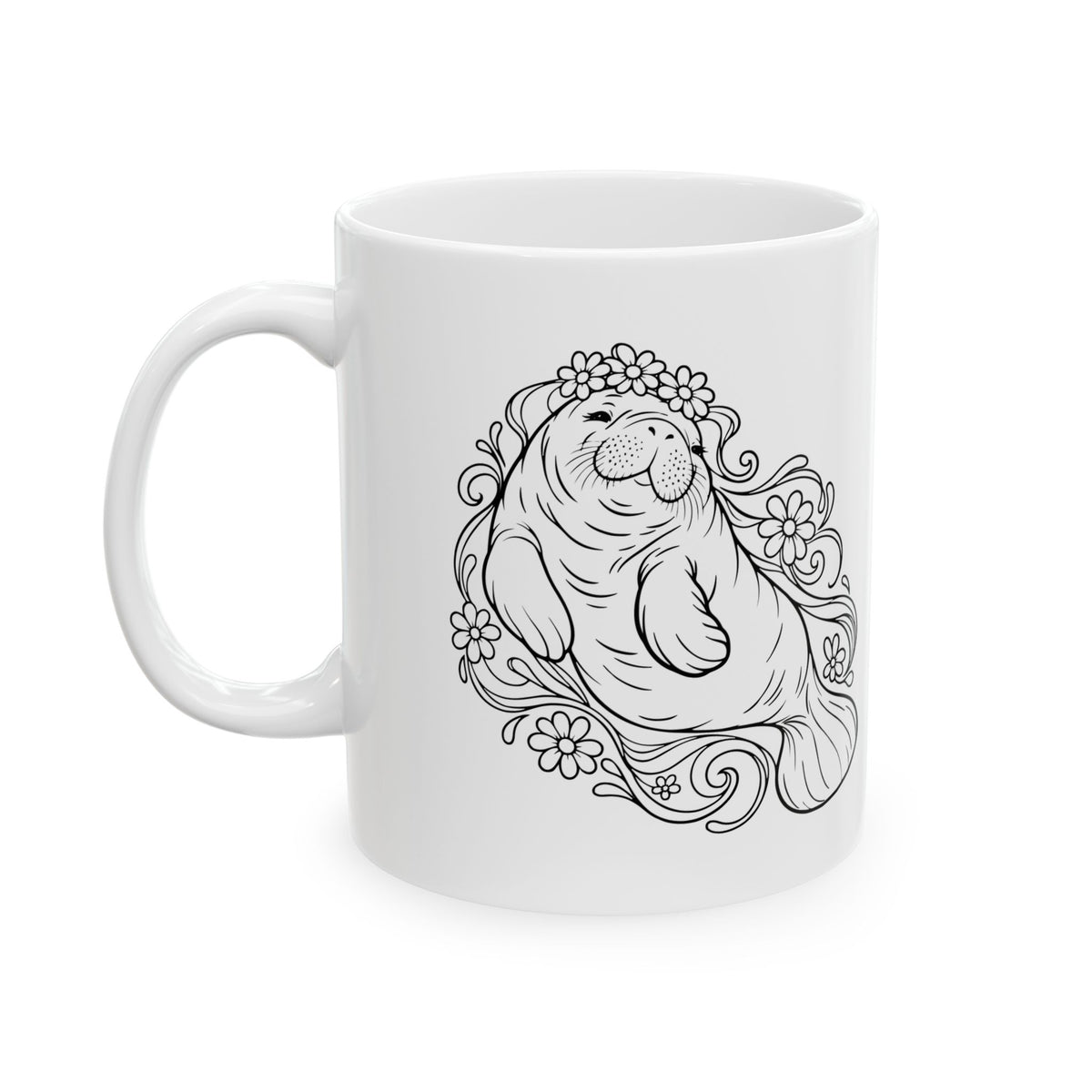 Dreamy flower-crowned manatee Mug