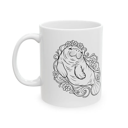 Dreamy flower-crowned manatee Mug