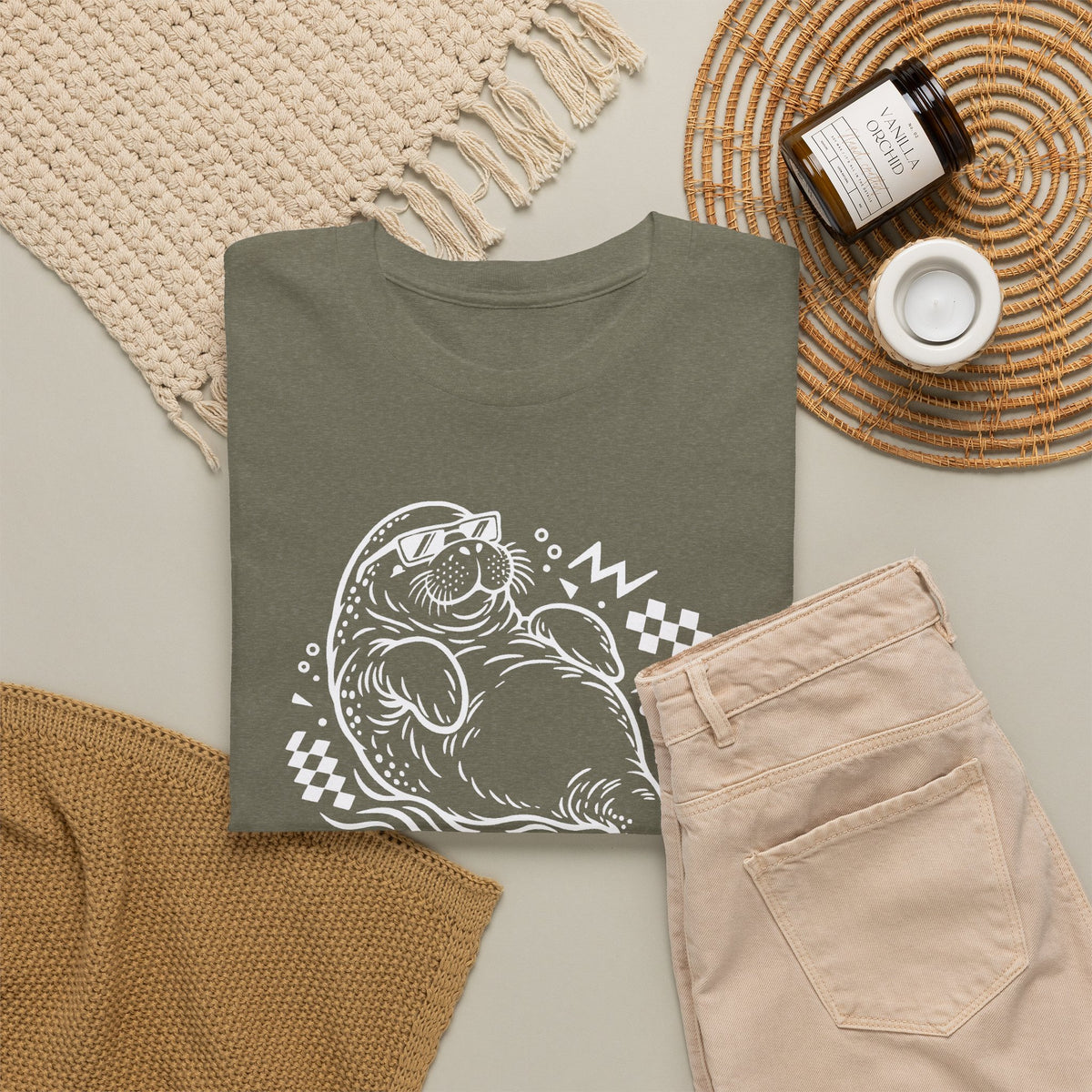 Retro floating manatee mascot T-Shirt