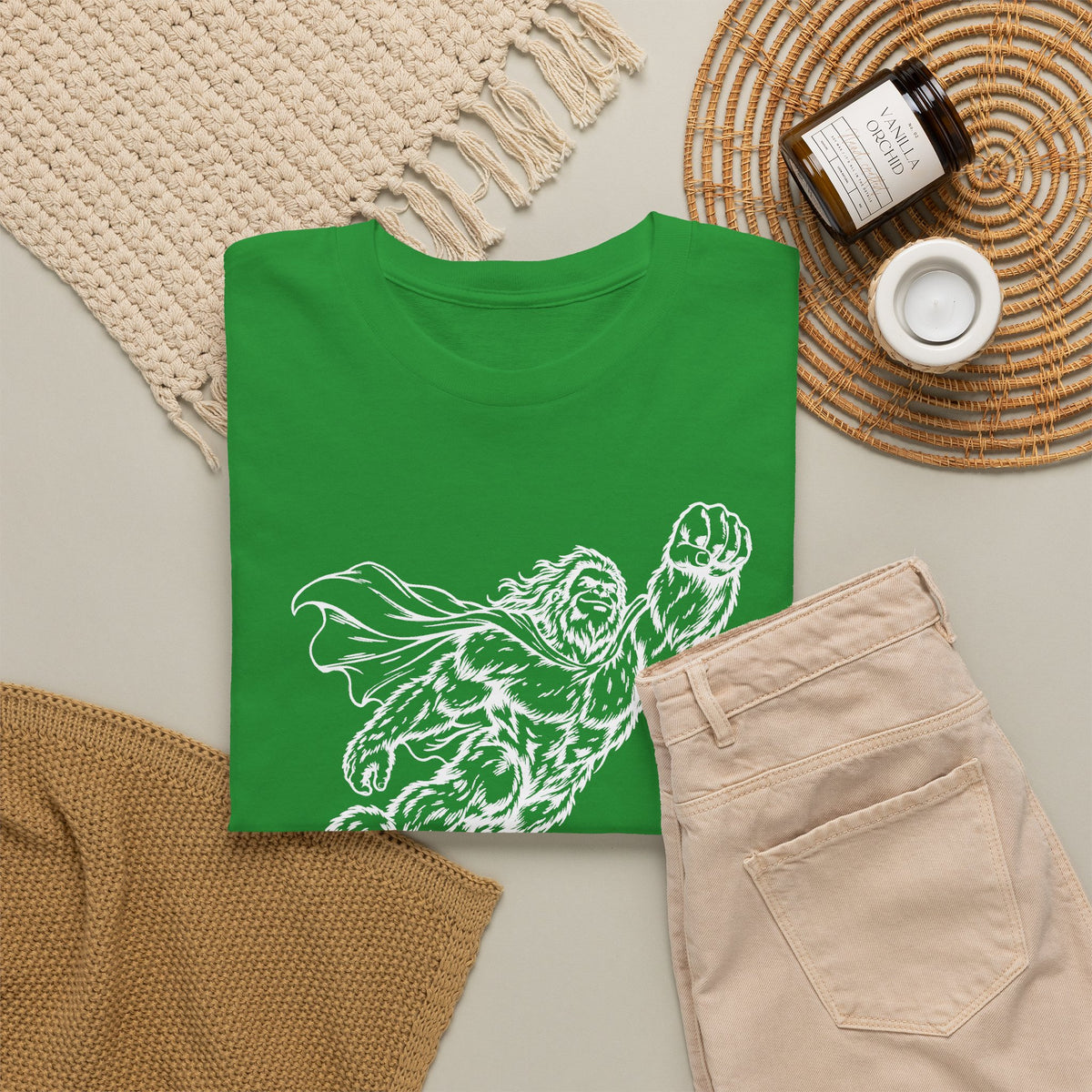 Soaring Cape-Wearing Sasquatch T-Shirt