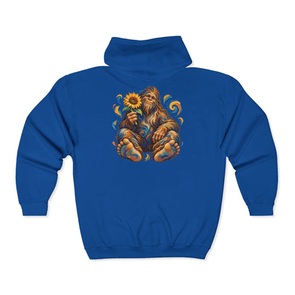 Sunflower Rest with a Shaggy Bigfoot Zip-Up Hoodie