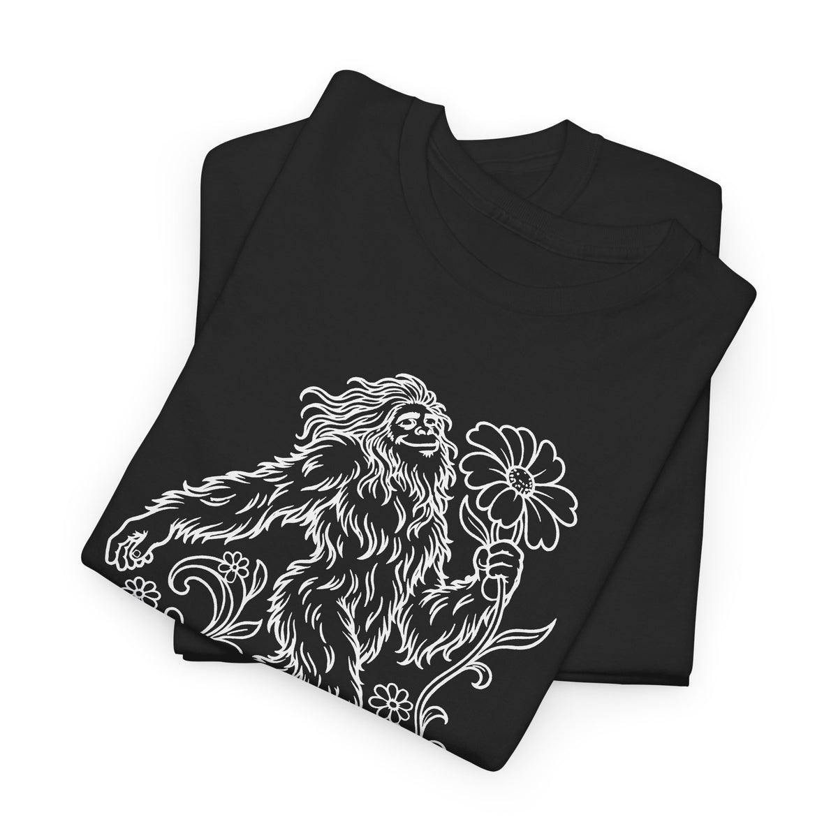 Swaying Sasquatch with a Flower T-Shirt