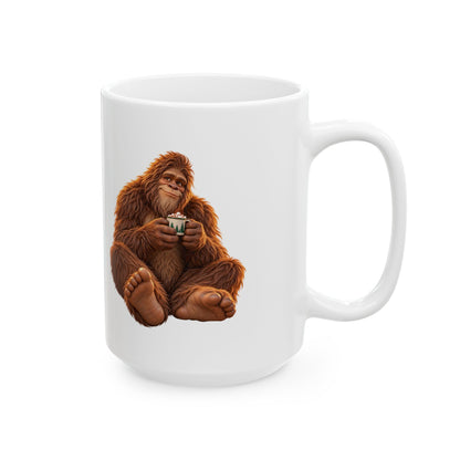 Ceramic Mug — Seated Bigfoot with a Tiny Mug