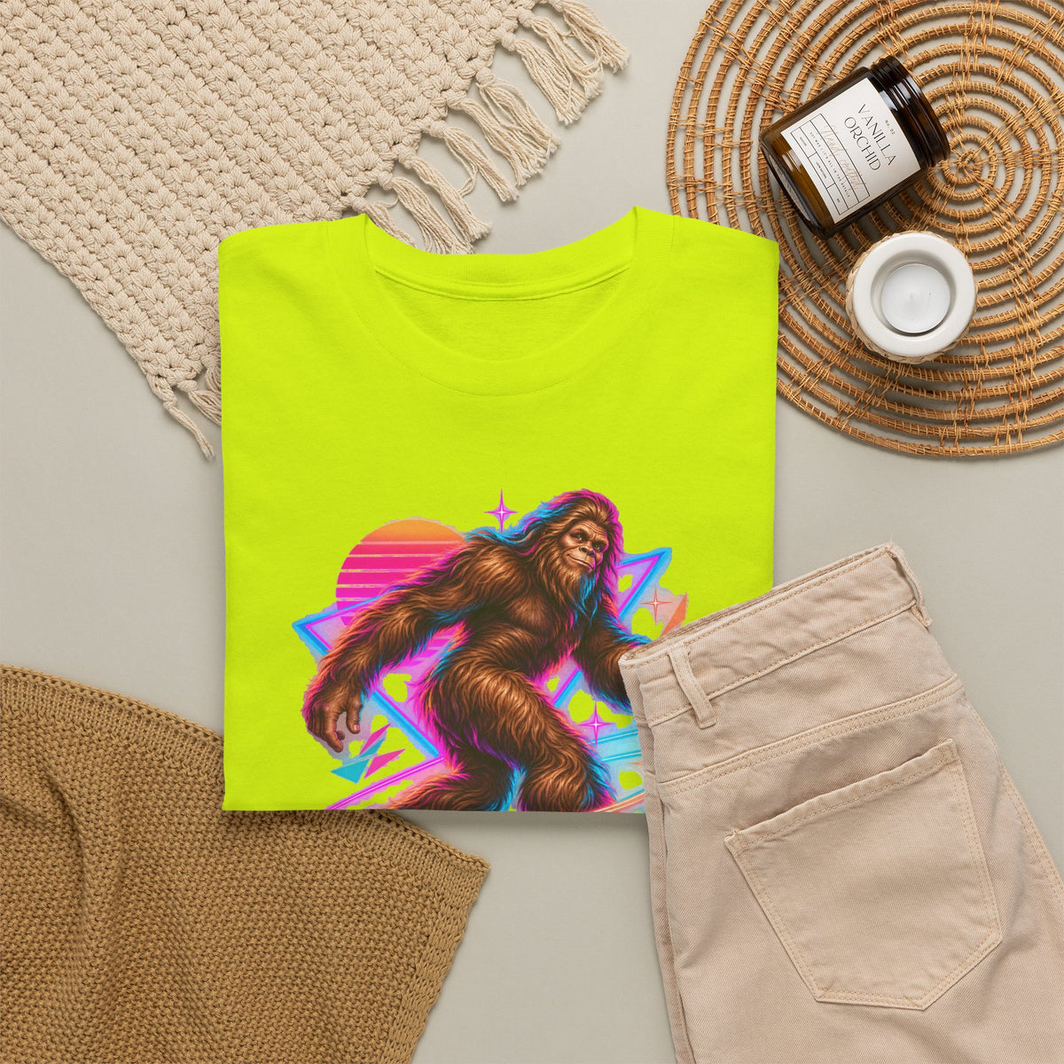 Neon Bigfoot on Roller Skates T-Shirt